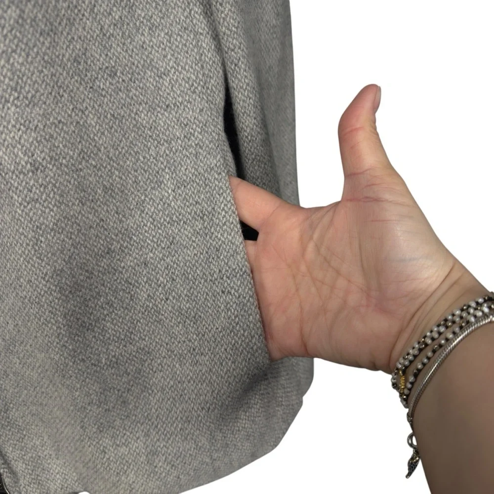 Lauren Ralph Lauren Light Gray Textured Wool Twill Hooded Zip Jacket - Picture 5 of 15